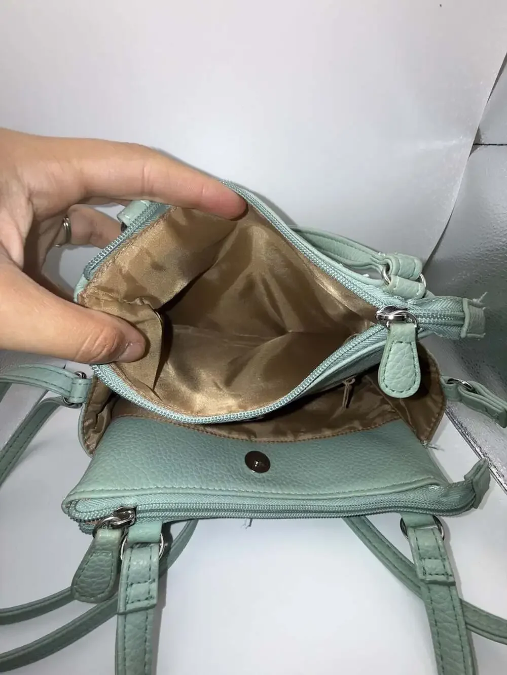 Koltov Mint Green Pebble Vegan Leather Small Satchel Crossbody Bag